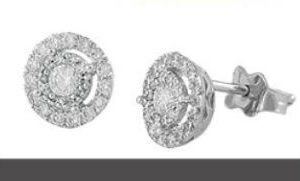 White Gold Halo Diamonds Earrings with 0.55 ct Natural Diamonds