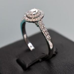 White Gold Halo Diamond Ring Oval with 0.63 ct Natural Diamonds