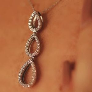 White Gold Diamond Drop Pendant with 0.4 ct Natural Diamonds
