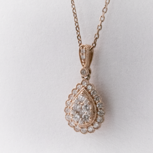 Rose Gold Teardrop Diamond Pendent with 0.36 ct Natural Diamonds