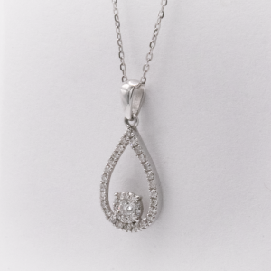 White Gold Diamond Pendent Drop with 0.32 ct Natural Diaminds