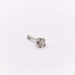 Genuine Diamond Nose Stud 14K White Gold Nose Ring Bone