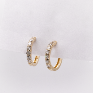 Yellow Gold Diamond Hoop Earring with 0.40 ct Natural Diamonds