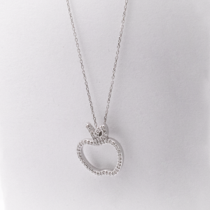White Gold Diamond Apple with 0.26 ct Diamonds