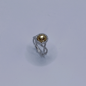 White Gold Oval Brown Diamond Ring with 0.31 ct Color Natural Diamond