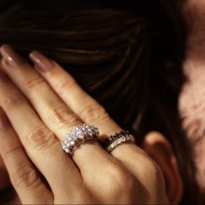 White Gold Princess Diamond Ring with 1.66 ct Natural Diamonds