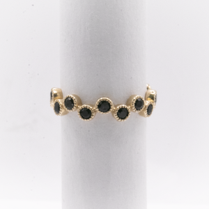 Yellow Gold Diamond Rings with 1.10 ct Black Diamonds