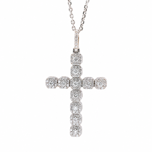 White Gold Diamond Halo Pendant with 1.01 ct Natural Diamonds