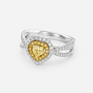 Ring white gold heart with yellow diamond D 0.36 CT