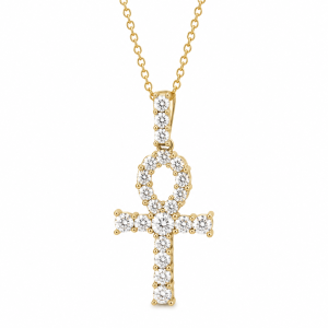 Yellow Gold Diamond Ankh Cross with over 1.3 ct Diamonds