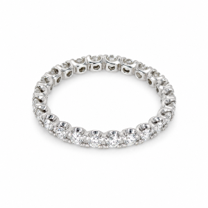 White Gold Band Diamnd Ring with 0.83 ct of Natural Diamonds