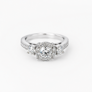 White Gold Diamond Engagement Ring with 1.31 ct Natural Diamonds