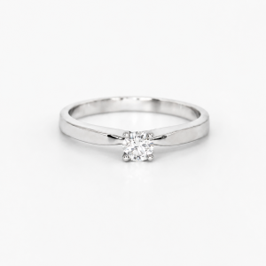 White Gold Engagement Solitaire Ring with a single 0.23 ct Natural Round Diamond