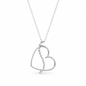 2688 White Gold Heart Pendant with 0.16 ct Natural Diamond