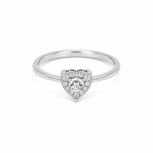 White Gold Heart Shape Diamond with 0.11 Ct Natural Diamands