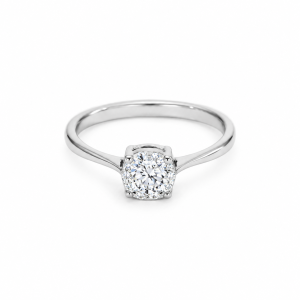 White Gold Ring Solitaire with 0.18 ct Natural Round Diamonds