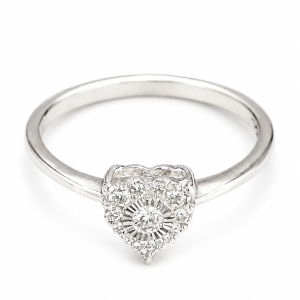 White Gold Heart Diamond Ring with 0.18 ct Natural Diamonds